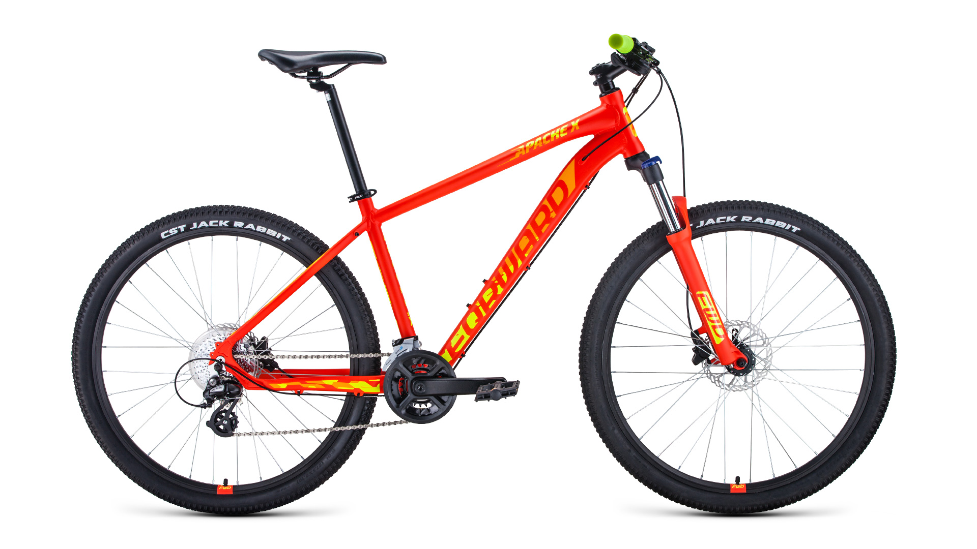 Велосипед 27.5" 21", FORWARD APACHE X disk красный матовый/желтый