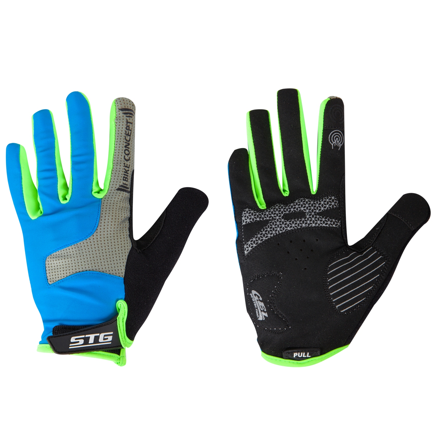 Велоперчатки STG мод.AL-05-1871 синие/серые/черные/зеленые   полноразмерные  XS