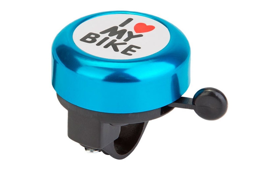 Звонок 45AE-09  "I LOVE MY BIKE" алюм/пластик, чёрно-синий