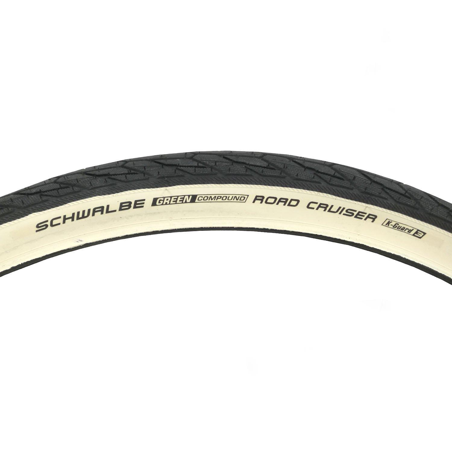 Покрышка 20" Schwalbe 20x1.75 (47-406) ROAD CRUISER K-Guard, TwinSkin B/W черная с белой боковиной 