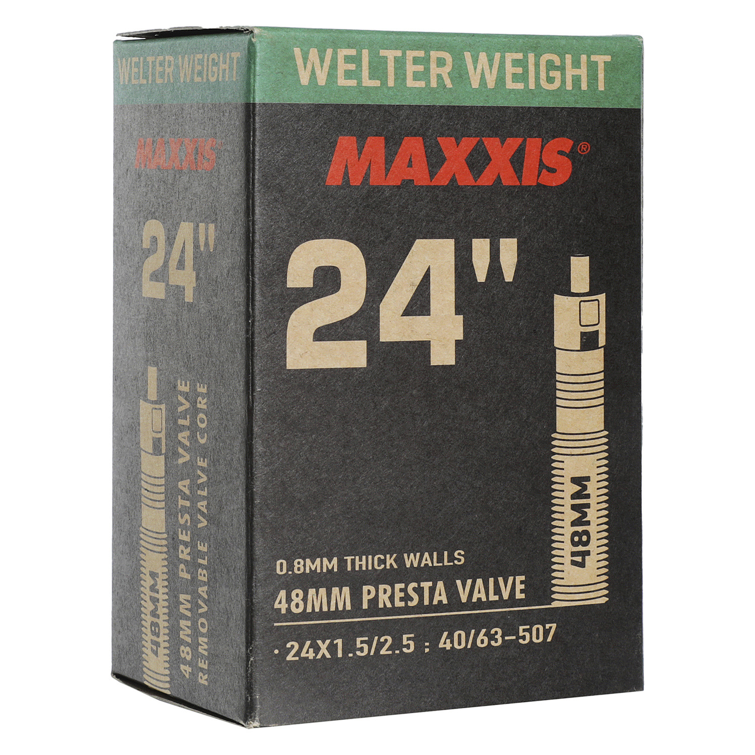 Камера 24", Maxxis  Welter Weight 24x1.5/2.5 0.8mm Велонипель(Presta) 48мм (б/р)